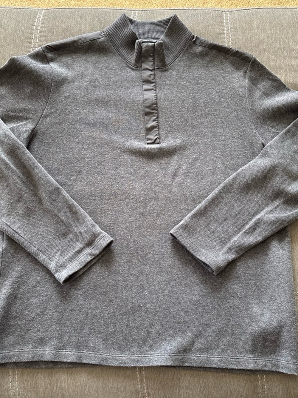 Hugo Boss sweater man’s high neck gray 1/4 zip pullover cotton regular fit . XL